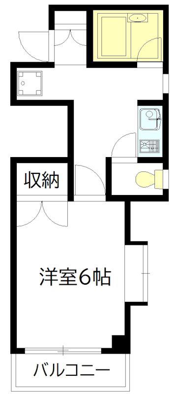 せせらぎパークサイド(1K/2階)の間取り写真