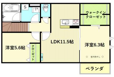 COLO・RITURAU(2LDK/2階)の間取り写真