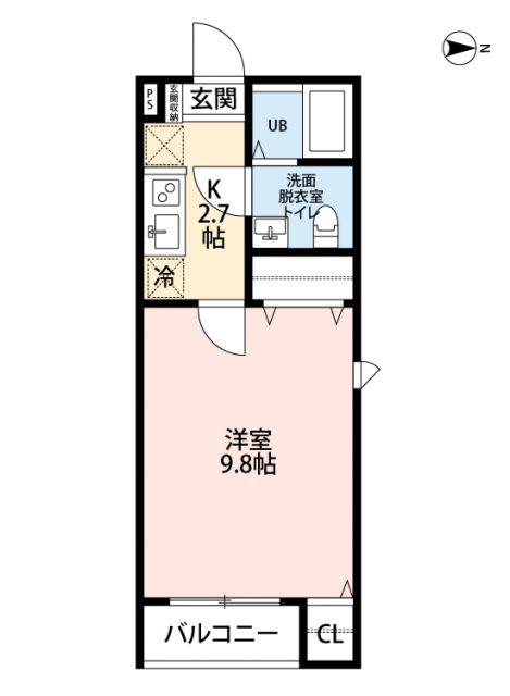 SENO狭山(1K/1階)の間取り写真