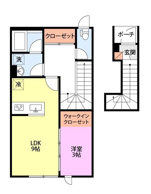 CIEL TERAO(1LDK/2階)の間取り写真
