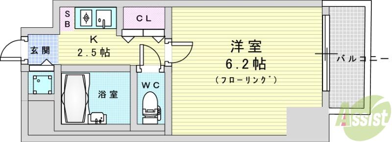 パラシオ塚本II2号棟(1K/2階)の間取り写真