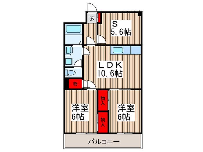 レジデンス武蔵野(2SLDK/2階)の間取り写真