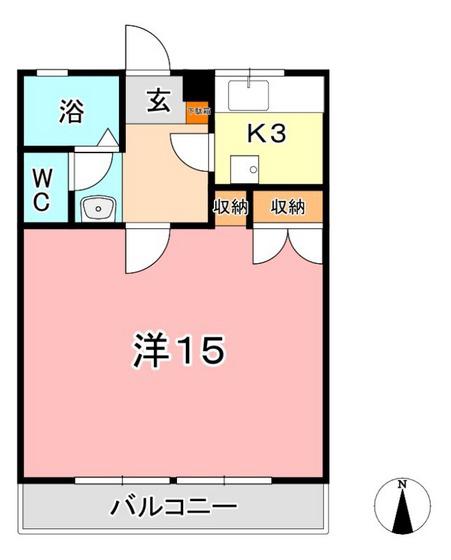 ブールブランシュB棟(1K/2階)の間取り写真