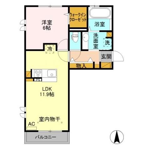 長野電鉄長野線 桐原駅(長野) 徒歩29分 3階建 築8年(1LDK/2階)の間取り写真