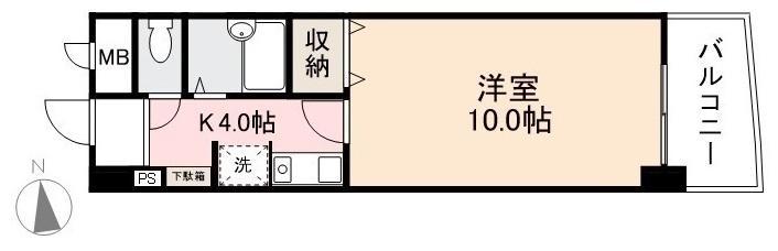 ロゼ花ノ宮(1K/2階)の間取り写真