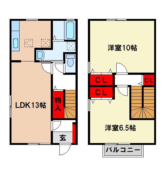 フォレ・ドミールB(2LDK/1階)の間取り写真