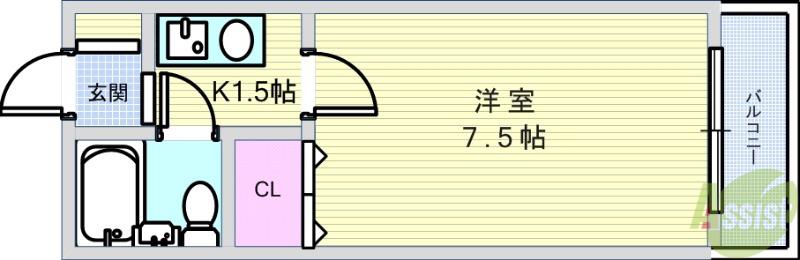 ビーナスムーン(1K/2階)の間取り写真