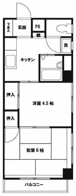 セイザンハイツ(2K/4階)の間取り写真