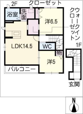 メルモワールK(2LDK/2階)の間取り写真
