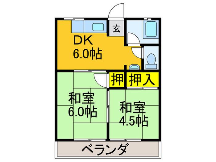 乾マンション(2DK/2階)の間取り写真