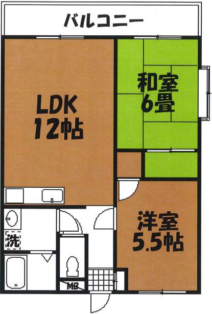 尾崎レジデンス(2LDK/2階)の間取り写真