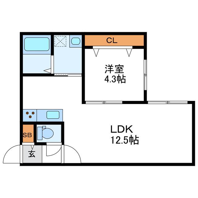 GRACIAS北12条 グラシアス北12条(1LDK/4階)の間取り写真