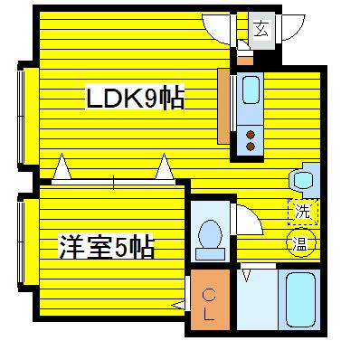 ガーデンパレス(1LDK/5階)の間取り写真
