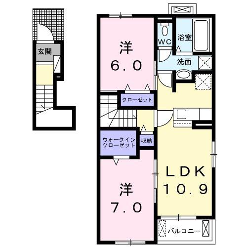 エミナールB(2LDK/2階)の間取り写真