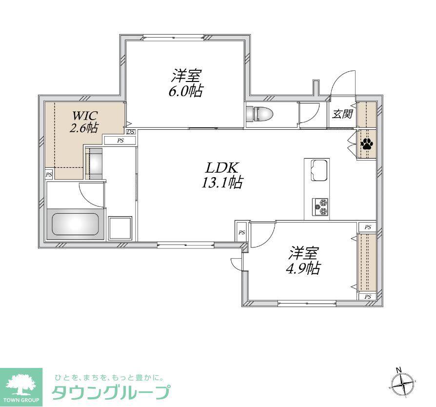足立区梅田メゾン(2LDK/1階)の間取り写真