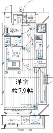 レガリス用賀(1K/7階)の間取り写真