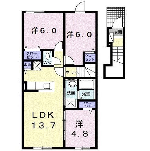 プレミアII(3LDK/2階)の間取り写真