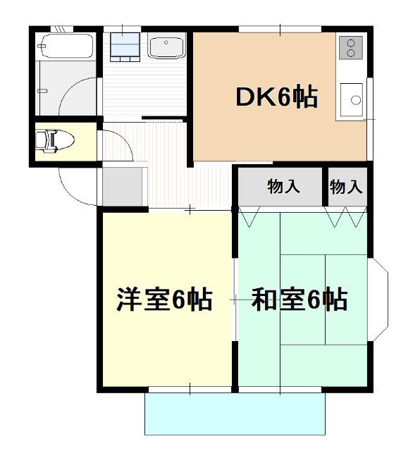 アドニスB棟(2DK/2階)の間取り写真