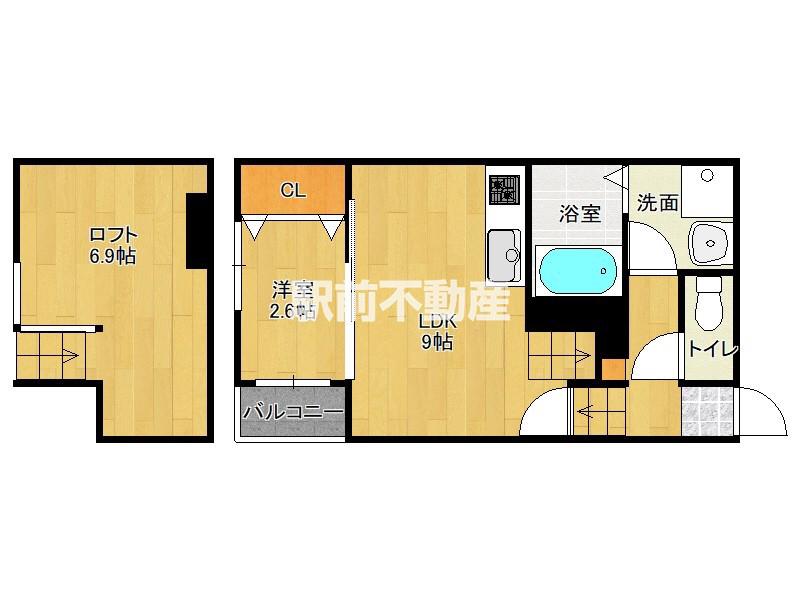 ポラリス県庁東(1LDK/2階)の間取り写真