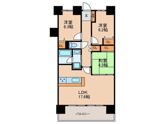 ソフィア藤山台ロイヤルヒルズ(3LDK/4階)の間取り写真