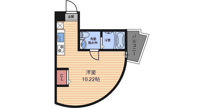 パークフロント北梅田(ワンルーム/4階)の間取り写真