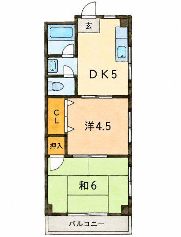 橋本第一マンション(2DK/3階)の間取り写真