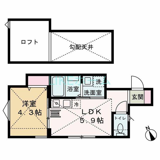 明和レジデンス(1DK/2階)の間取り写真