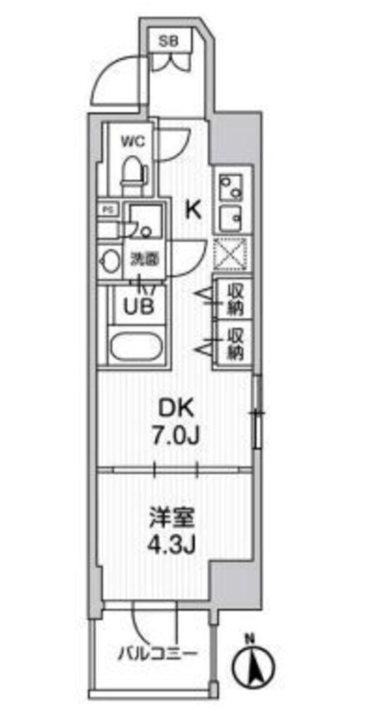 クレアティフ秋葉原(1DK/12階)の間取り写真