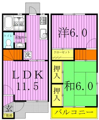 グリーンハイツ柴崎I番館(2LDK/1階)の間取り写真