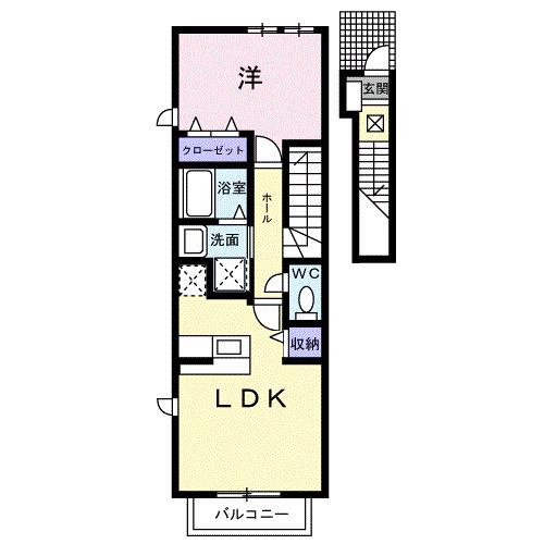 グランドゥールあおばC(1LDK/2階)の間取り写真