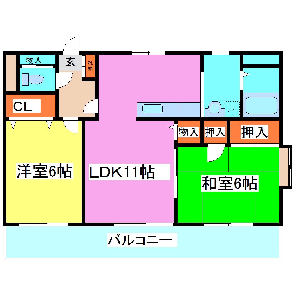MARUYU第三ビル(2LDK/3階)の間取り写真