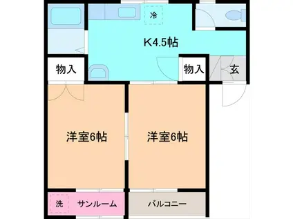 ハウスストリームIII(2K/1階)の間取り写真