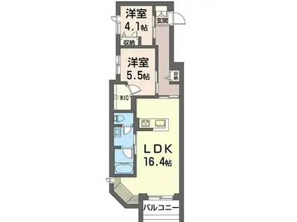 レスペディーザ公津の杜(2LDK/2階)の間取り写真