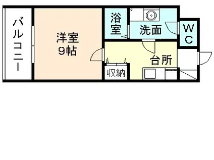 Sコート堀南(1K/2階)の間取り写真