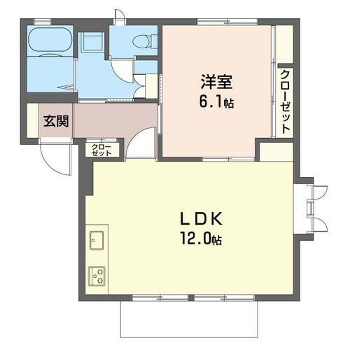 グランドール・祇園C(1LDK/1階)の間取り写真