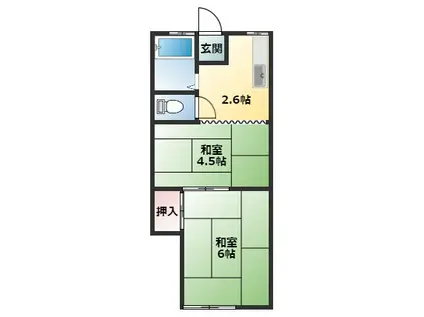 鈴木荘(2K/2階)の間取り写真