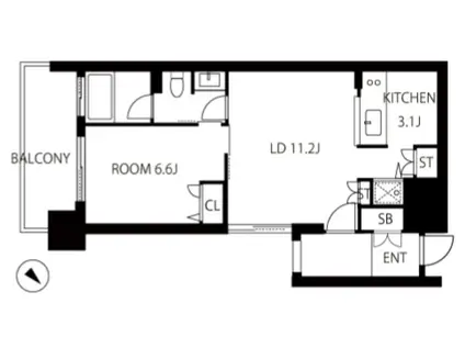 リングローブ(1LDK/7階)の間取り写真