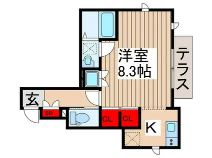 フローラアサヒ(1K/1階)の間取り写真