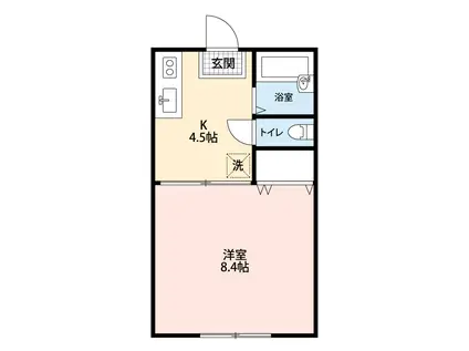 フレアパーク(1DK/1階)の間取り写真