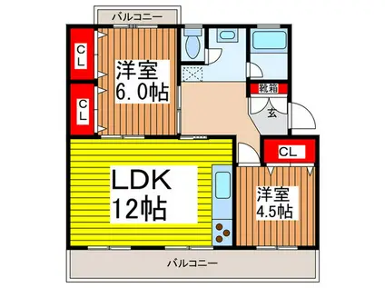 原田マンション(2LDK/4階)の間取り写真