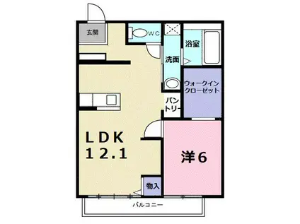 スカイハイツ河相A(1LDK/1階)の間取り写真