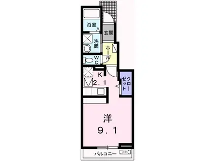 カーサ北口(1K/1階)の間取り写真