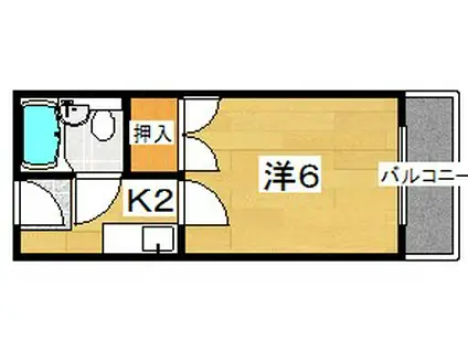 アートハイツ西崎(1K/2階)の間取り写真