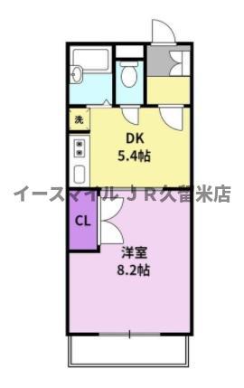 ワンバイワン(1DK/1階)の間取り写真