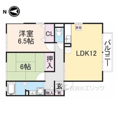 ラフィーネ結崎B棟(2LDK/1階)の間取り写真