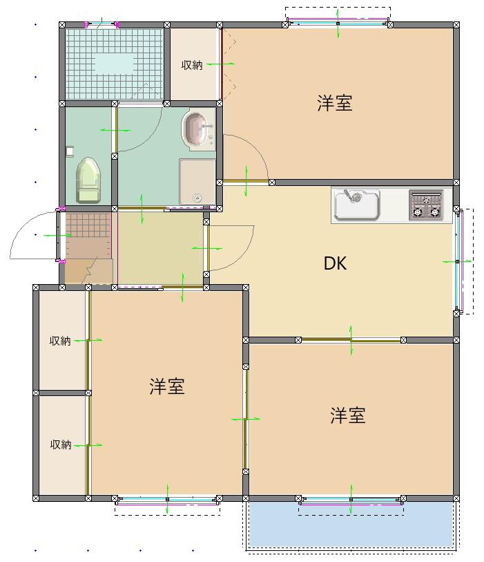 岩昇ハイツD棟(3DK/2階)の間取り写真