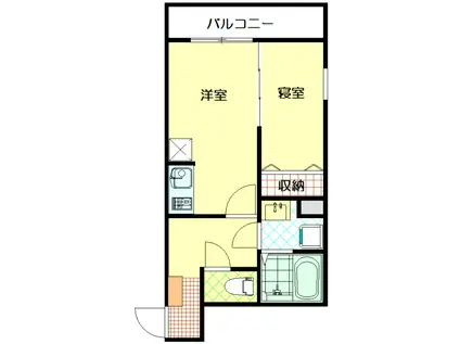 プランギ若葉(1DK/1階)の間取り写真