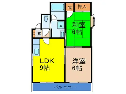 クライネハイム(2LDK/3階)の間取り写真