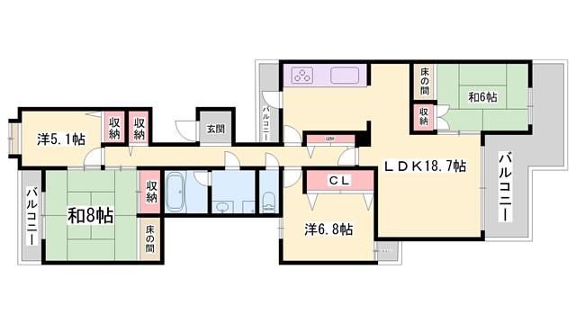 藤和ライブタウン新在家3号棟(4LDK/3階)の間取り写真