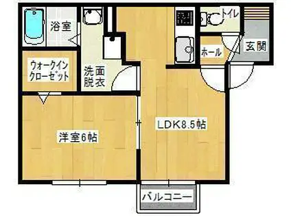 ラブリーハウス エスポアール(1LDK/1階)の間取り写真